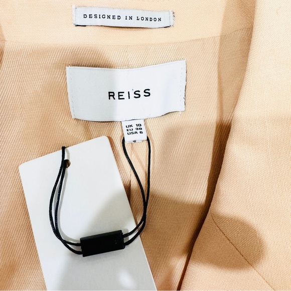 Reiss Wool Linen Blend Slim Fit Blazer In Apricot NEW - Picture 5 of 7